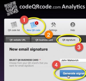 How to create mail signature qr code